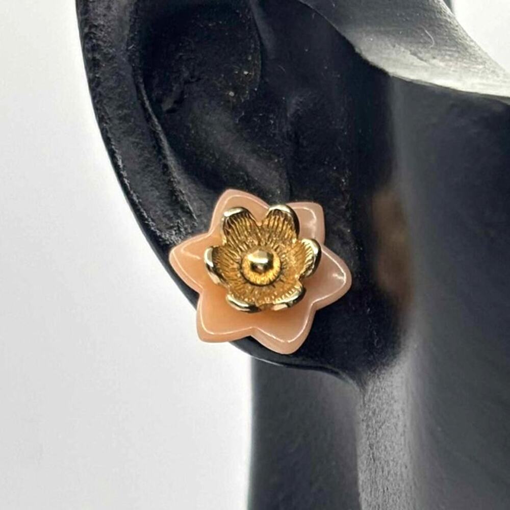Gold & Pink Floral Earrings